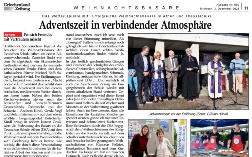 Griechenland Zeitung: „Adventszeit in verbindender Atmosphäre“