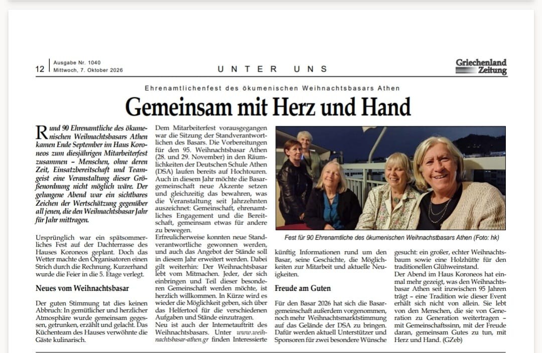 Griechenland Zeitung: „Gemeinsam mit Herz und Hand“